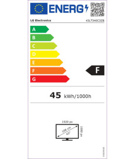 LG 43LT340C3ZB 43" 1920x1080/400cdm2/HDMI, Headphone out, USB, CI slot | LG | 43LT340C3ZB | 43 " | Landscape | 16/7 | WebOS | 4