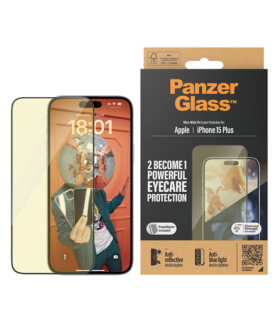 PanzerGlass | Screen protector | Apple | iPhone 15 Plus | Glass | Clear | Ultra-Wide Fit Easy installation Fingerprint resistan