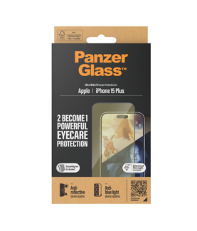 PanzerGlass | Screen protector | Apple | iPhone 15 Plus | Glass | Clear | Ultra-Wide Fit Easy installation Fingerprint resistan