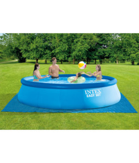 Intex | Easy Set Pool Set with Filter Pump, Safety Ladder, Ground Cloth, Cover | Blue