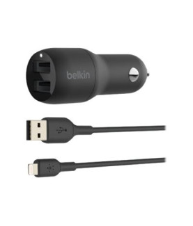 Belkin | Dual USB-A Car Charger 24W + USB-A to Lightning Cable | BOOST CHARGE