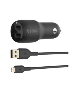 Belkin | Dual USB-A Car Charger 24W + USB-A to Lightning Cable | BOOST CHARGE