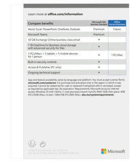 Microsoft | Office Home and Business 2021 | T5D-03511 | FPP | 1 PC/Mac user(s) | English | EuroZone Medialess