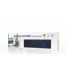 Gembird | "Rainbow" Backlight Multimedia Keyboard | KB-UML-02 | Keyboard | Wired | US | Black | N/A