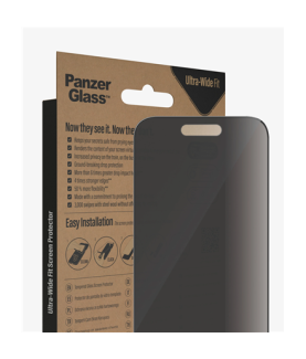 PanzerGlass | Screen protector | Apple | iPhone 14 Pro | Glass | Black | Ultra-Wide Fit Easy installation Privacy Filter Finger