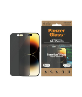 PanzerGlass | Screen protector | Apple | iPhone 14 Pro | Glass | Black | Ultra-Wide Fit Easy installation Privacy Filter Finger