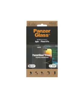 PanzerGlass | Screen protector | Apple | iPhone 14 Pro | Glass | Black | Ultra-Wide Fit Easy installation Privacy Filter Finger