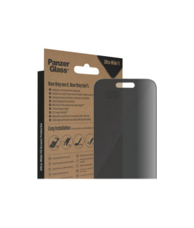 PanzerGlass | Screen protector | Apple | iPhone 14 Pro | Glass | Black | Ultra-Wide Fit Easy installation Privacy Filter Finger