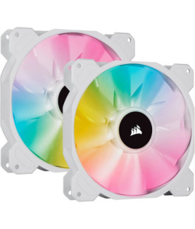 Corsair | 140mm White PWM Fan, Dual Fan Kit with Lighting Node CORE | iCUE SP140 RGB ELITE Performance | Case Fan