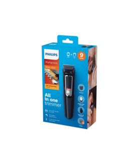Philips | Face and Hair Trimmer | MG3740/15 9-in-1 | Cordless | Black