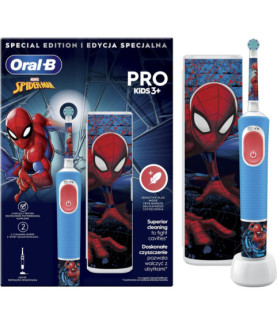 Oral-B | Electric Toothbrush with Travel Case | Vitality PRO Kids Spiderman | Rechargeable | For children | Number of brush hea