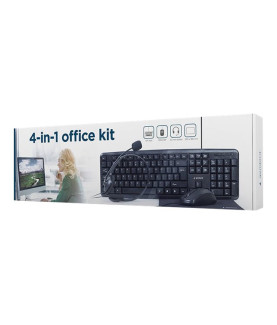 Gembird | 4-in-1 Multimedia office set | KBS-UO4-01 | Keyboard, Mouse, Pad and Headset Set | Wired | Mouse included | US | Blac