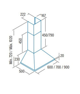 CATA | Hood | OMEGA 600 WH/M | Chimney | Energy efficiency class C | Width 60 cm | 645 m /h | Mechanical control | LED | White