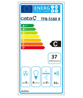 CATA | Hood | TFB-5160 X | Telescopic | Energy efficiency class C | Width 59.5 cm | 300 m /h | Mechanical | CSLED | Stainless s