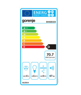 Gorenje | Hood | BHI681EB | Canopy | Energy efficiency class D | Width 58 cm | 370 m /h | Mechanical control | LED | Black