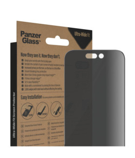 PanzerGlass | Screen protector | Apple | iPhone 14 Pro | Glass | Black | Ultra-Wide Fit | Privacy