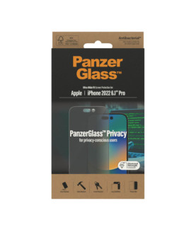 PanzerGlass | Screen protector | Apple | iPhone 14 Pro | Glass | Black | Ultra-Wide Fit | Privacy