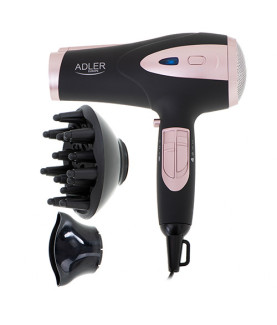 Adler | Hair Dryer | AD 2248b ION | 2200 W | Number of temperature settings 3 | Ionic function | Diffuser nozzle | Black/Pink