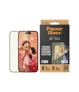 PanzerGlass | Screen protector | Apple | iPhone 15 | Glass | Clear | Ultra-Wide Fit Easy installation Fingerprint resistant Ant