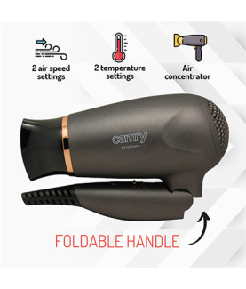 Camry | Hair Dryer | CR 2261 | 1400 W | Number of temperature settings 2 | Metallic Grey/Gold