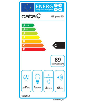 CATA | Hood | GT-PLUS 45 WH/M | Canopy | Energy efficiency class C | Width 60 cm | 645 m /h | Mechanical control | CSLED | Whit