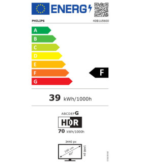 Philips | USB-C Hub Monitor | 40B1U5600/00 | 40 " | IPS | WQHD | 21:9 | 120 Hz | 4 ms | 3440 x 1440 | 500 cd/m | HDMI ports qua