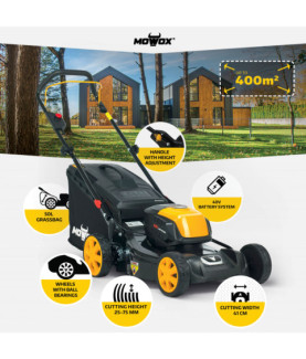 MoWox | 40V Comfort Series Cordless Lawnmower | EM 4140 PX-Li | Mowing Area 400 m | 4000 mAh | Battery and Charger included