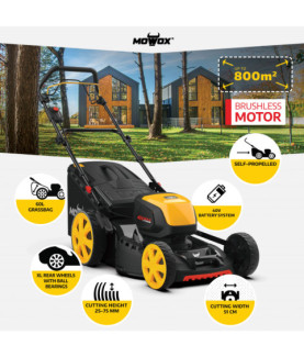 MoWox | 40V Comfort Series Cordless Lawnmower | EM 5140 SX-2Li | 4000 mAh | Battery and Charger included