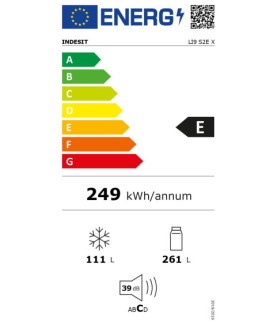 INDESIT | Refrigerator | LI9 S2E X | Energy efficiency class E | Free standing | Combi | Height 201.3 cm | Fridge net capacity 