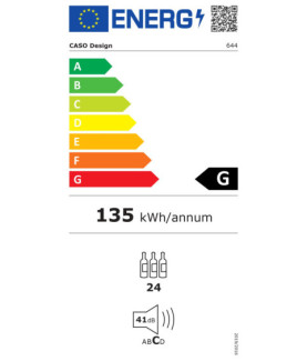 Caso | Wine cooler | WineComfort 24 | Energy efficiency class G | Bottles capacity 24 bottles | Cooling type Compressor technol