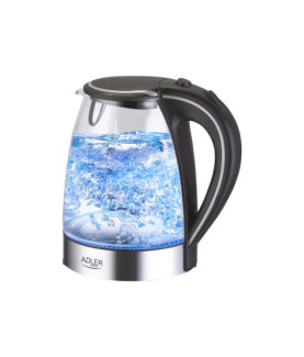 Adler | Kettle | AD 1225 | Standard | 2000 W | 1.7 L | Glass | 360 rotational base | Transparent/Stainless steel