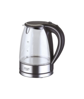 Adler | Kettle | AD 1225 | Standard | 2000 W | 1.7 L | Glass | 360 rotational base | Transparent/Stainless steel