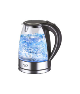 Adler | Kettle | AD 1225 | Standard | 2000 W | 1.7 L | Glass | 360 rotational base | Transparent/Stainless steel