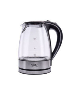 Adler | Kettle | AD 1225 | Standard | 2000 W | 1.7 L | Glass | 360 rotational base | Transparent/Stainless steel