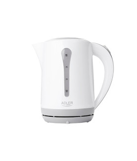 Kettle | Adler | AD 1244 | Standard kettle | 2000 W | 2.5 L | Plastic | 360 rotational base | White