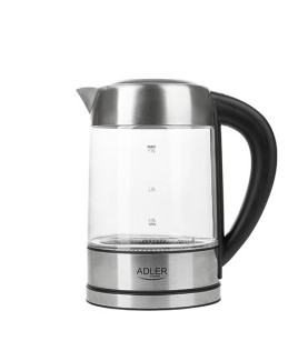 Adler | Kettle | AD 1247 NEW | With electronic control | 1850 - 2200 W | 1.7 L | Stainless steel, glass | 360 rotational base |