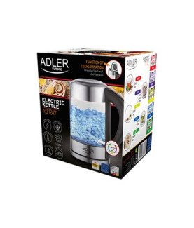 Adler | Kettle | AD 1247 NEW | With electronic control | 1850 - 2200 W | 1.7 L | Stainless steel, glass | 360 rotational base |