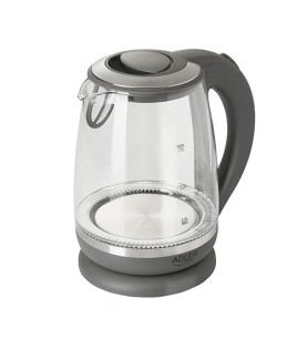 Adler | Kettle | AD 1286 | Standard | 2200 W | 2 L | Plastic/Glass | 360 rotational base | Grey/ transparent