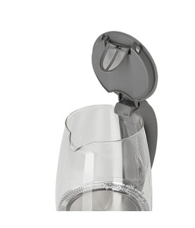 Adler | Kettle | AD 1286 | Standard | 2200 W | 2 L | Plastic/Glass | 360 rotational base | Grey/ transparent