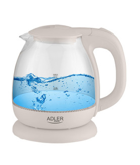 Adler | Kettle | AD 1283C | Electric | 900 W | 1 L | Glass/Stainless steel | 360 rotational base | Cream