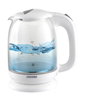 Mesko | Kettle | MS 1302w | Electric | 2200 W | 1.7 L | Glass | 360 rotational base | White