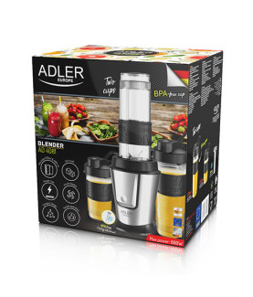 Adler | Blender | AD 4081 | Tabletop | 800 W | Jar material BPA Free Plastic | Jar capacity 0.4 + 0.57 L | Ice crushing | Black