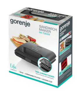 Gorenje | Sandwich maker | SM703GCB | 700 W | Number of plates 3 | Number of pastry 2 | Black