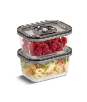 Caso | Glass Vacuum Containers with Plastic Lid (2 pcs) | VacuBoxx Eco-Duo S | Transparent