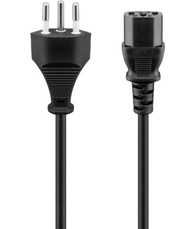 Goobay | Power supply cord, Switzerland | 93617 | Black Swiss male (type J, SEV 1011) | Device socket C13 (IEC connection)