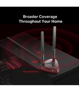 TP-LINK | TX3000E | AX3000 Wi-Fi 6 Bluetooth 5.0 PCIe Adapter | 2.4GHz/5GHz | Antenna type 2xHigh-Gain External Antennas | 574+