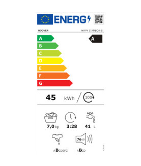 Hoover | Washing Machine | HWP4 37AMBC/1-S | Energy efficiency class A | Front loading | Washing capacity 7 kg | 1300 RPM | Dep