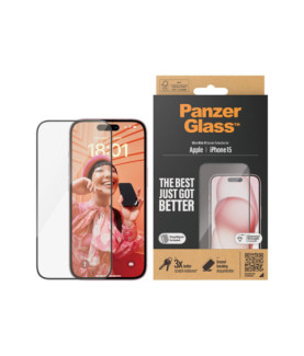 PanzerGlass | Screen protector | Apple | iPhone 15 | Glass | Clear | Easy installation Fingerprint resistant Anti-yellowing | U