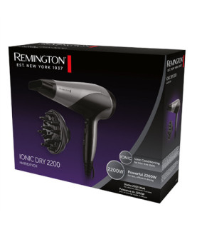 Remington Hair Dryer | D3190S | 2200 W | Number of temperature settings 3 | Ionic function | Diffuser nozzle | Grey/Black