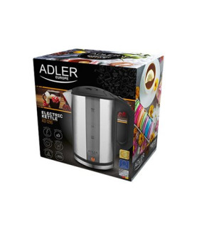 Adler | Kettle | AD 1216 | Standard | 2000 W | 1.7 L | Stainless steel | 360 rotational base | Stainless steel